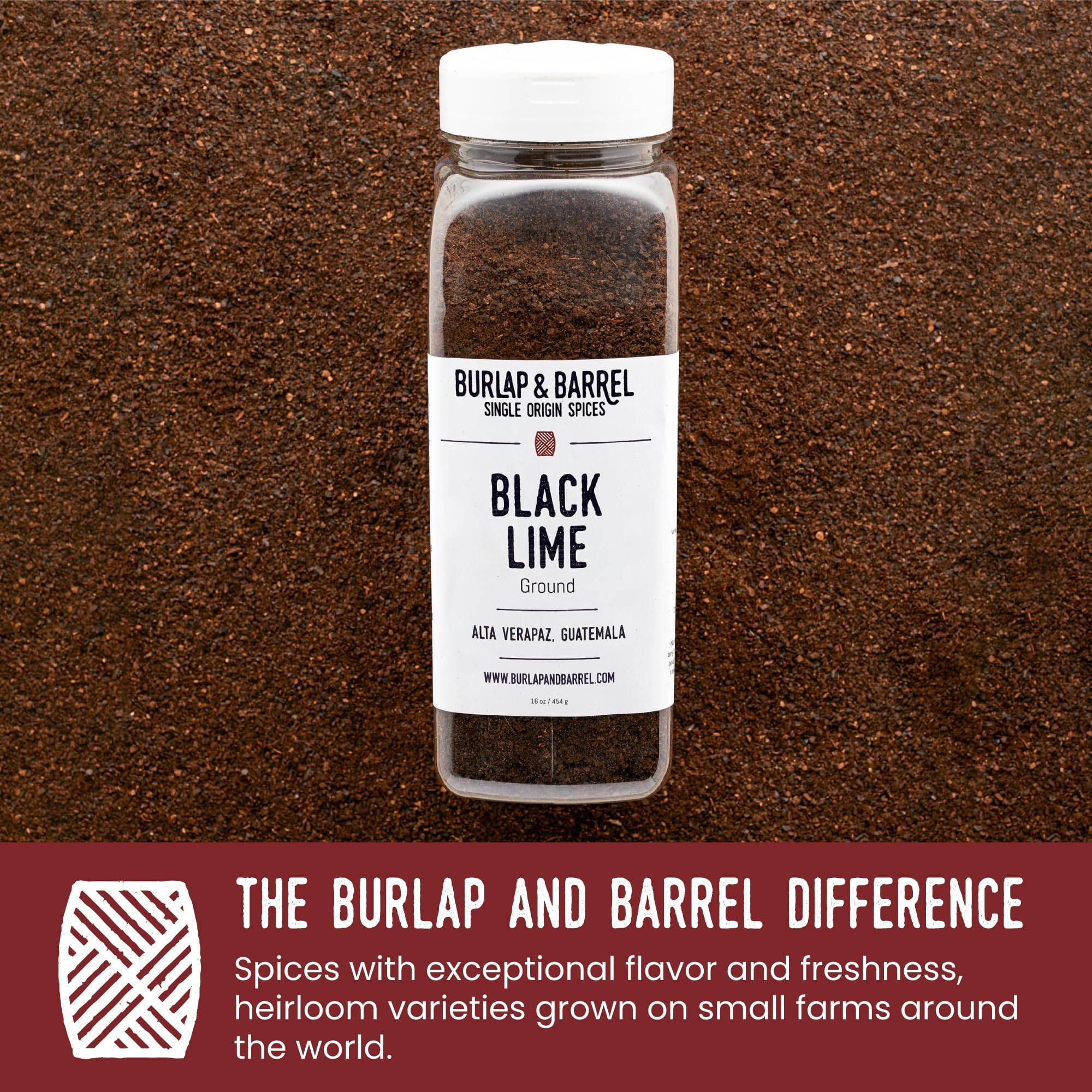 Burlap & Barrel Ground Black Lime - Tart & Savory for Roasted Meats, Veggies, Stews, Kebabs Alternative to Makrut Leaf - As seen on Shark Tank - 16oz