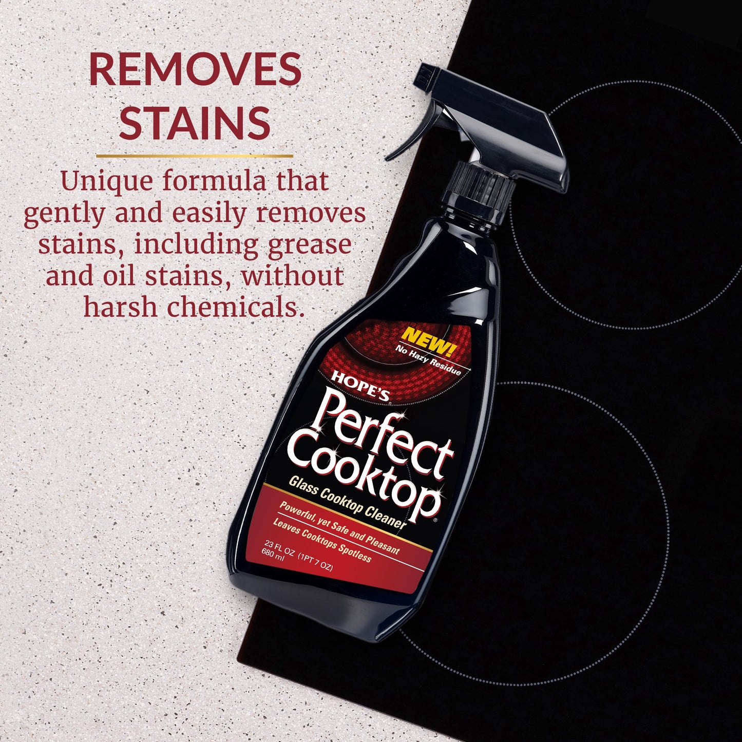 HOPE'S Perfect Cooktop Spray, Glass Ceramic Stovetop Cleaner, No Hazy Residue, Leaves Electric Stove Top Ranges Spotless, Clean Grease and Oil