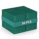 50-Pack Heavy Duty Green Scouring Pads 4x6 Inch | Reusable Non-Scratch Scrub Pads for Kitchen, Dishes, Pots, Pans, Grills & Household Cleaning |