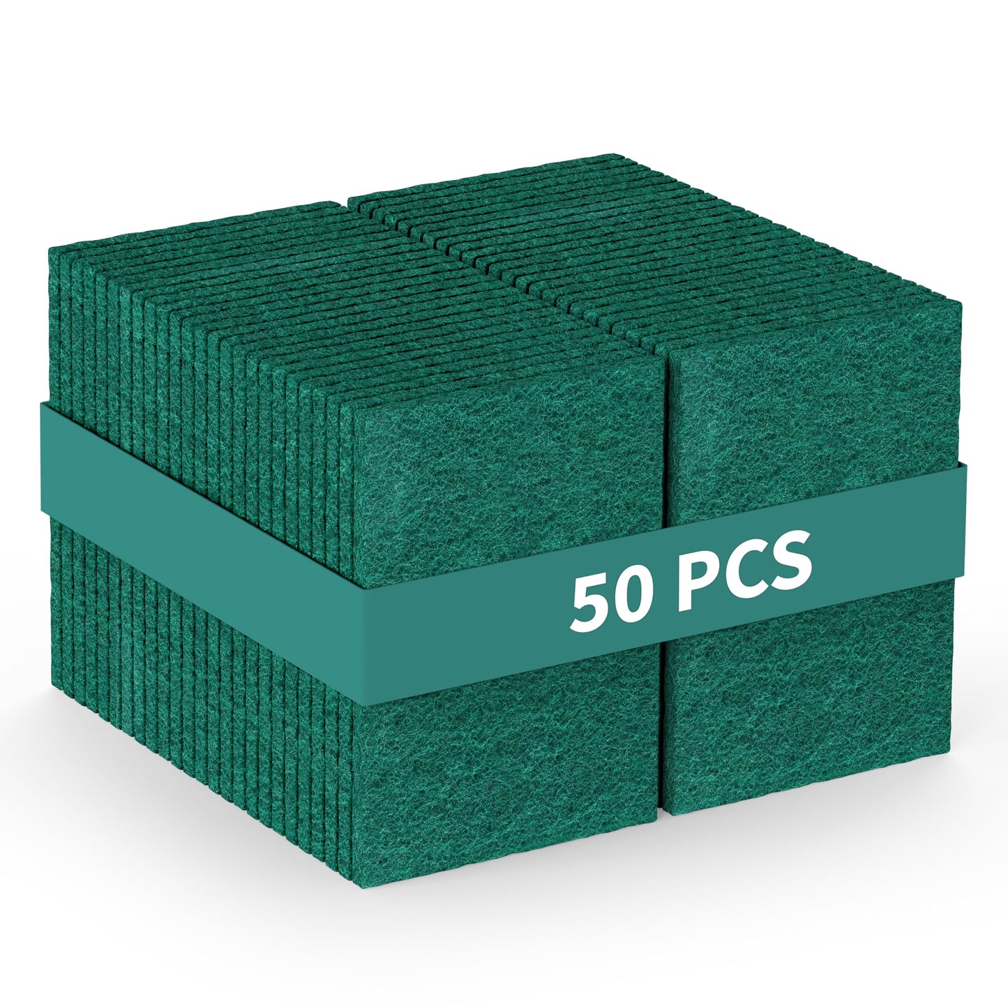 50-Pack Heavy Duty Green Scouring Pads 4x6 Inch | Reusable Non-Scratch Scrub Pads for Kitchen, Dishes, Pots, Pans, Grills & Household Cleaning |