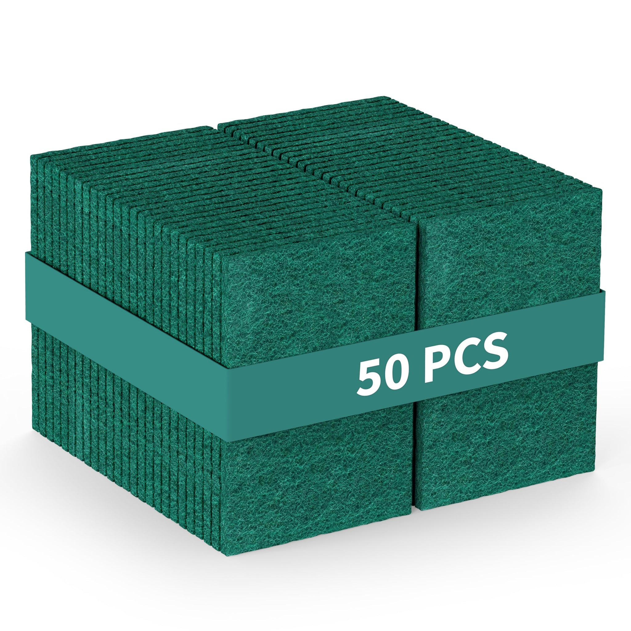 50-Pack Heavy Duty Green Scouring Pads 4x6 Inch | Reusable Non-Scratch Scrub Pads for Kitchen, Dishes, Pots, Pans, Grills & Household Cleaning |