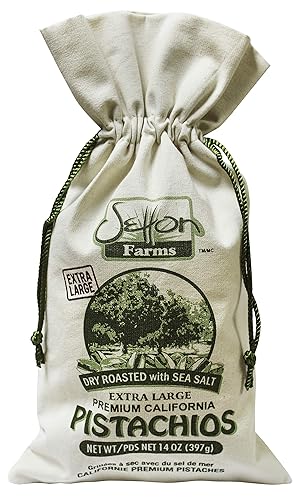 Setton Farms Premium California Pistachios Dry Roasted with Sea Salt Burlap Large Gift Bag| 14 Ounce
