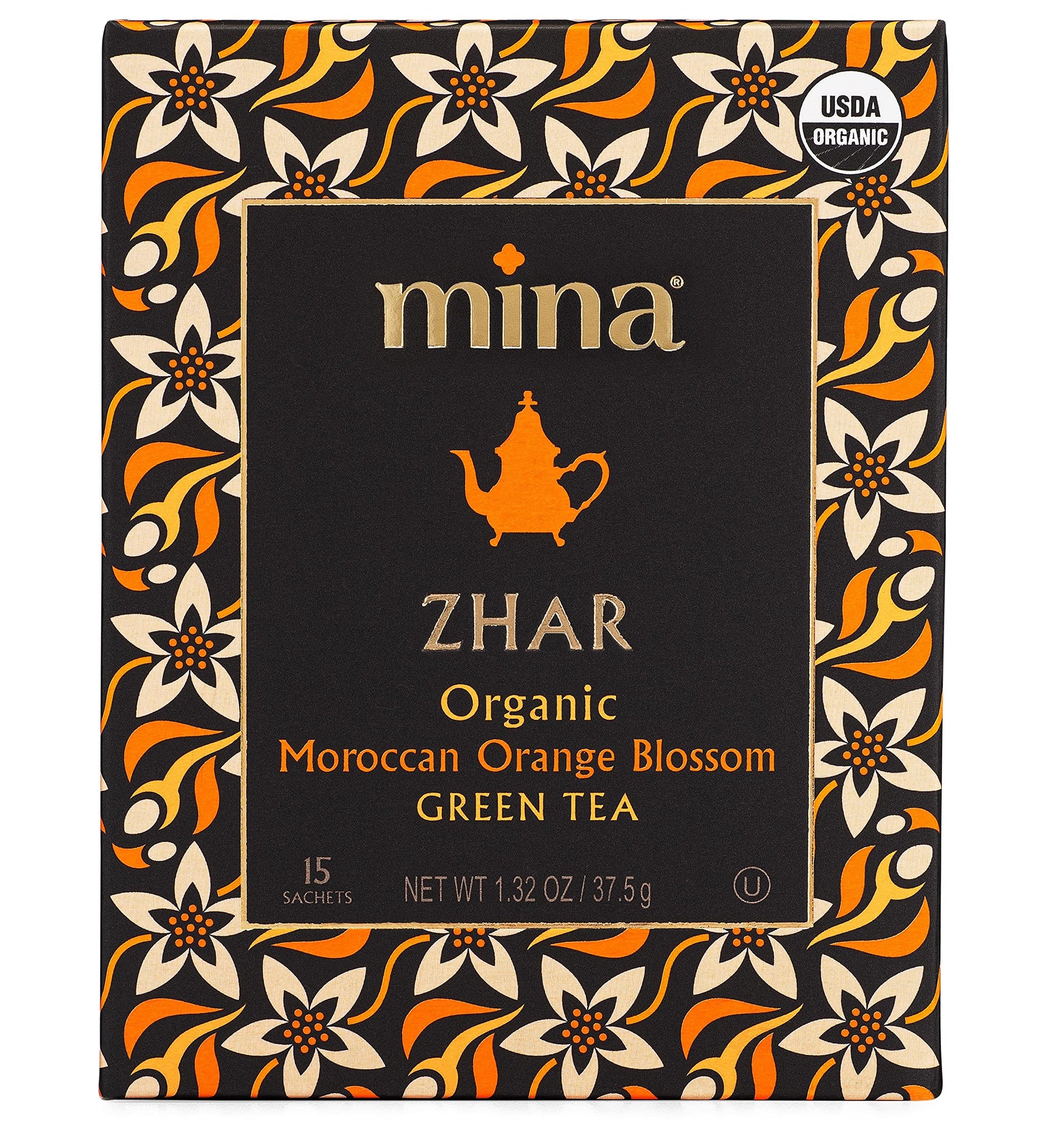 Mina Organic Moroccan Orange Blossom Green Tea, 15 CT