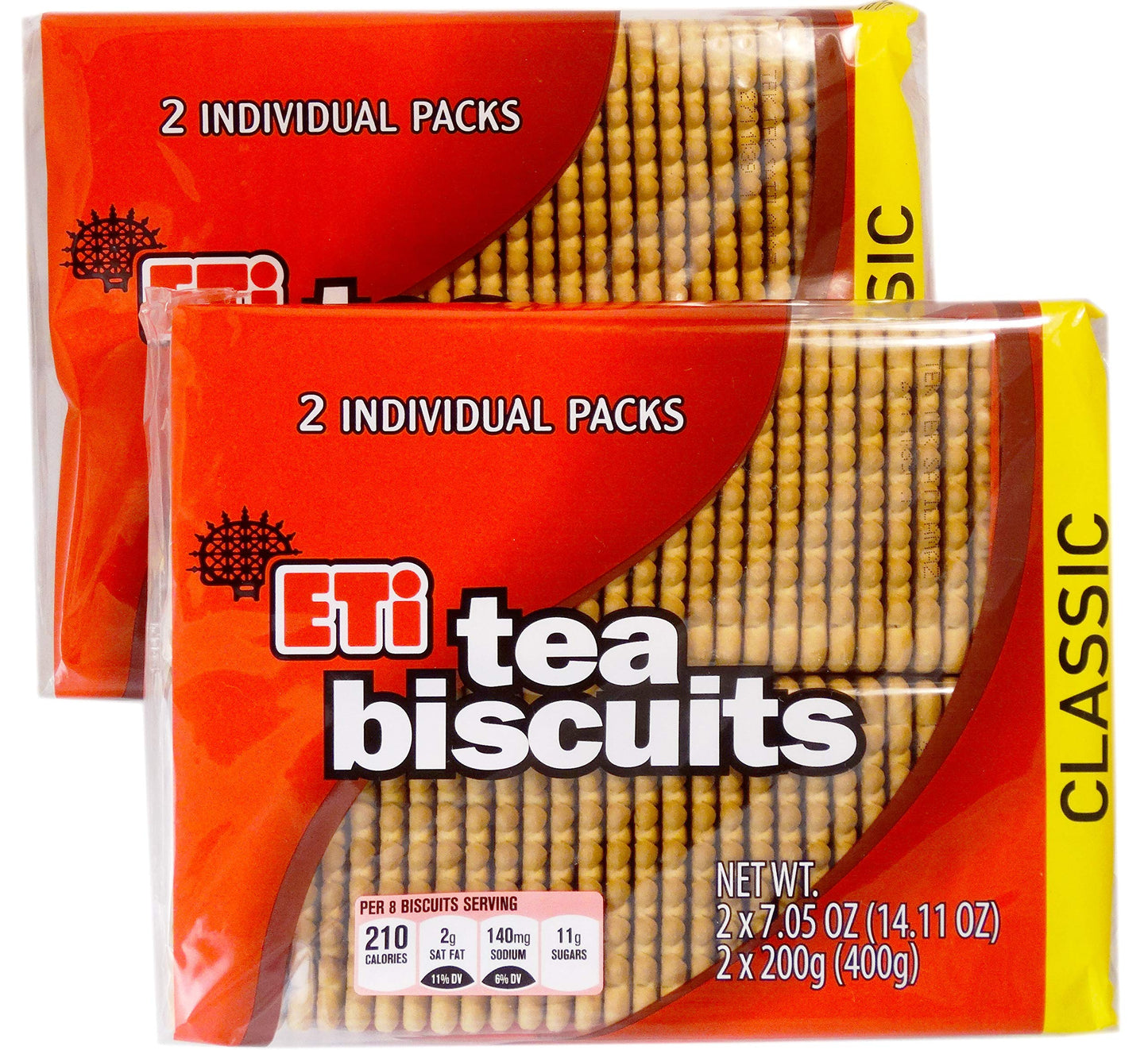 Eti Tea Biscuits 2 x 2 packs (4 Individually Wrapped Sleeves), 800gr, (28.2 ounces total)