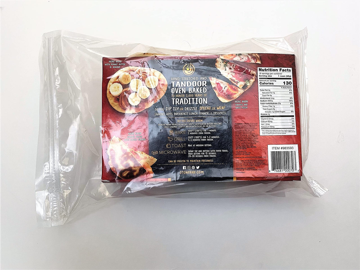 Stonefire Mini Naan (Original) Fresh Authentic Flatbreads, 18 Mini Flatbreads Total in a resealable packaging