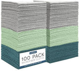 S&T INC. 100 Pack Microfiber Cleaning Cloth, Edgeless Bulk Towels for Home, Reusable Microfiber Towels for Cars, Cleaning Rags, Assorted Green