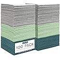 S&T INC. 100 Pack Microfiber Cleaning Cloth, Edgeless Bulk Towels for Home, Reusable Microfiber Towels for Cars, Cleaning Rags, Assorted Green