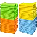 Simple Houseware Microfiber Cleaning Cloth 50 Pack, 12" x 12", 4 Colors