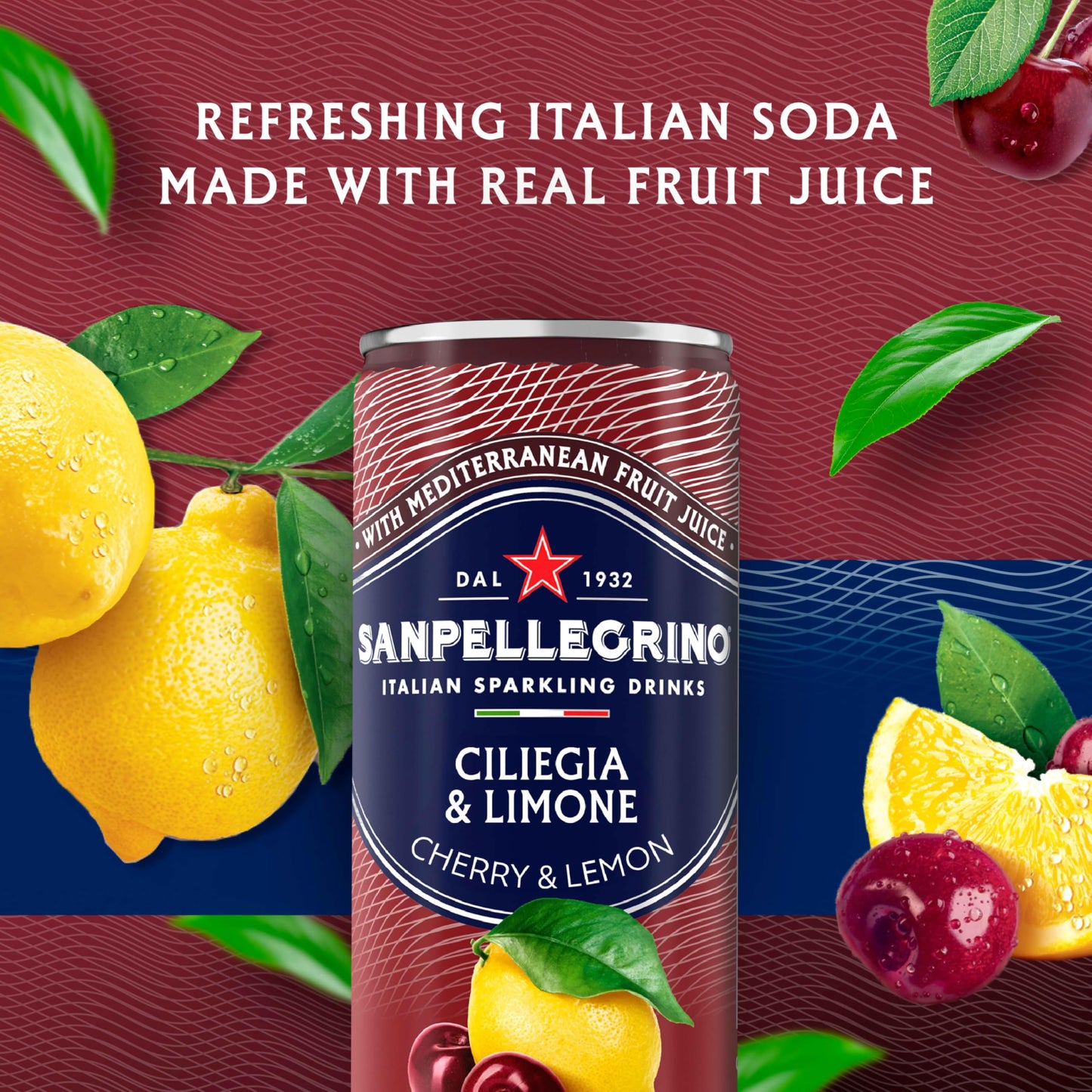 Sanpellegrino Italian Sparkling Drink Ciliegia and Limone, Sparkling Cherry and Lemon Beverage, 11.15 fl oz. 6 Pack