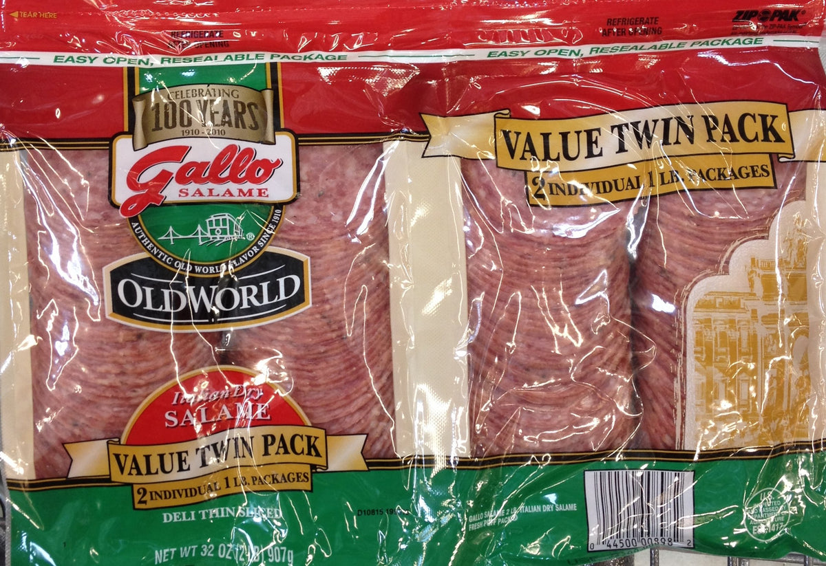 2 Pounds Gallo Italian Dry Salame Salami Deli Thin Sliced (Total 32oz)