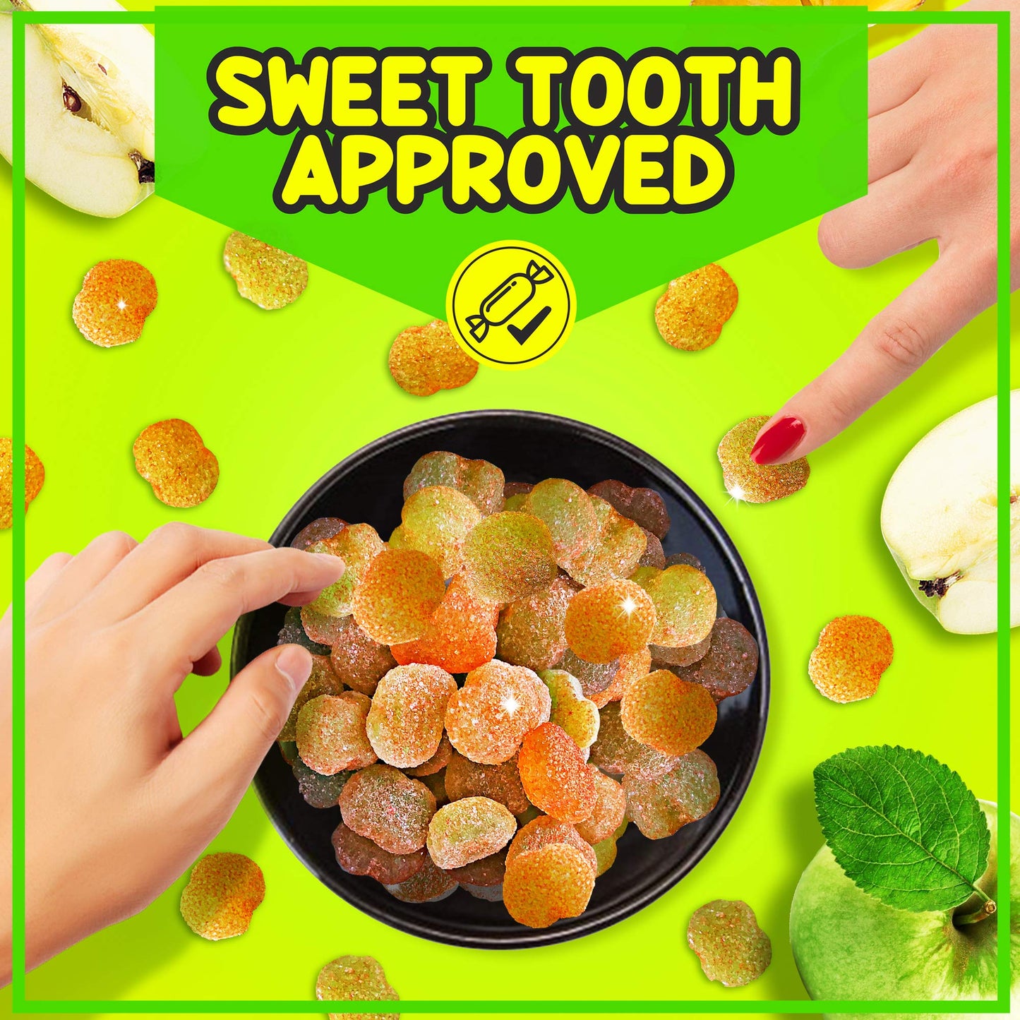 Asia Trans Sour Apple Gummies with Li Hing Mui Plum Powder | Hawaiian Favorite | Sweet & Sour Soft Gummy Candy 12oz