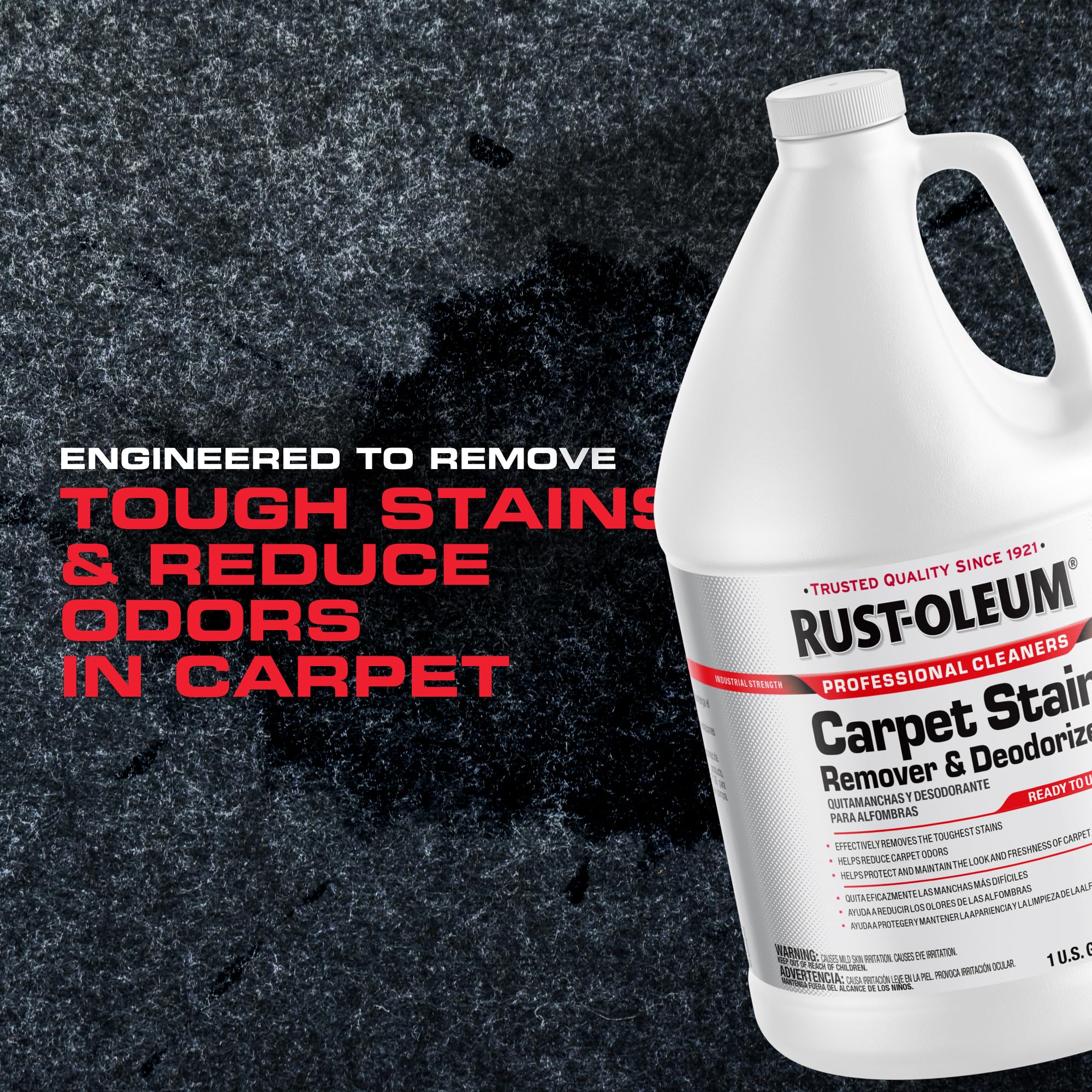 Rust-Oleum Professional Cleaners Carpet Stain Remover & Deodorizer | One Gallon (128oz) | Ready to Use Refill Bottle | Professional Strength