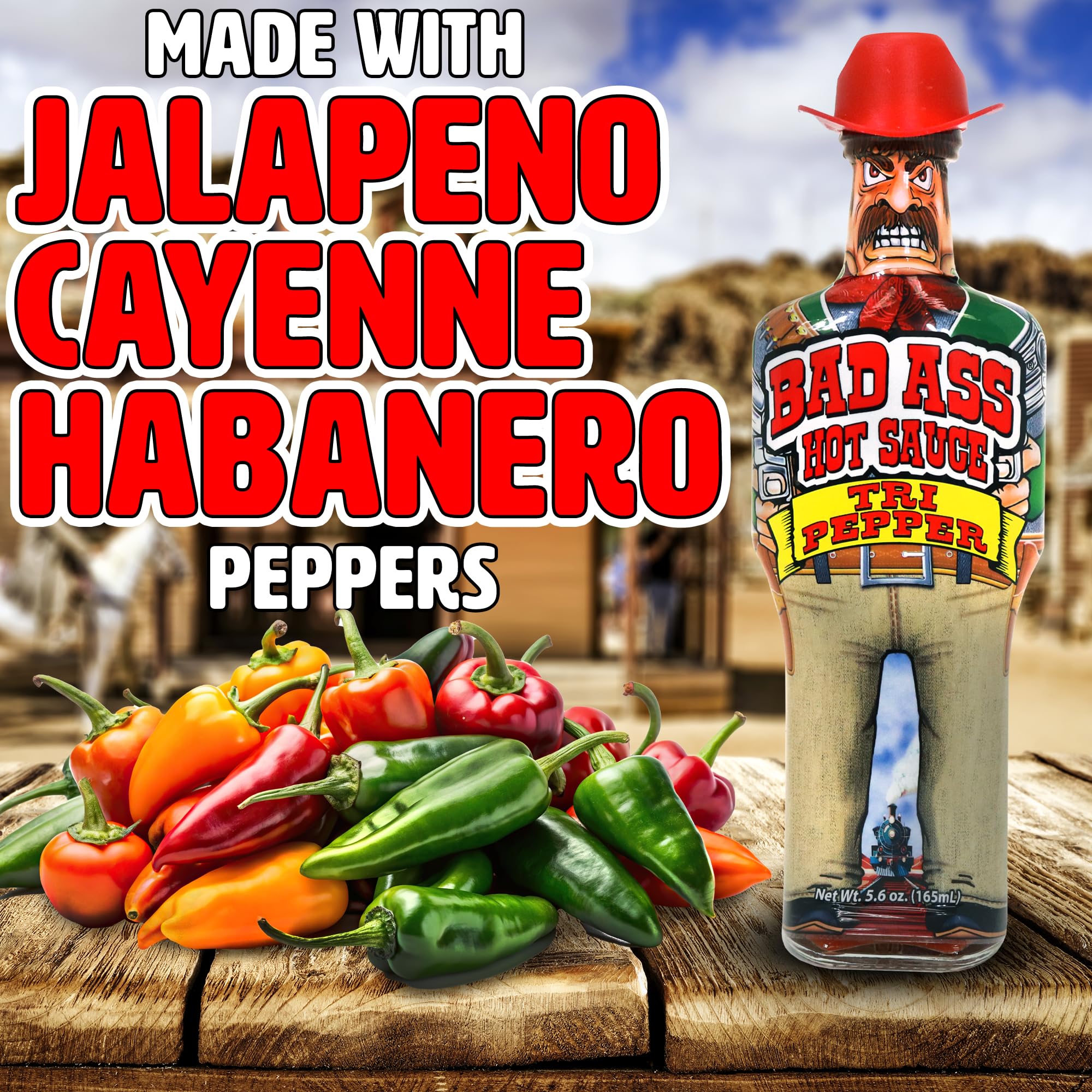 BAD ASS Premium Hot Sauce - Try if you dare! - Perfect Gourmet Gift for the Hot Sauce Fan (Tri Pepper)