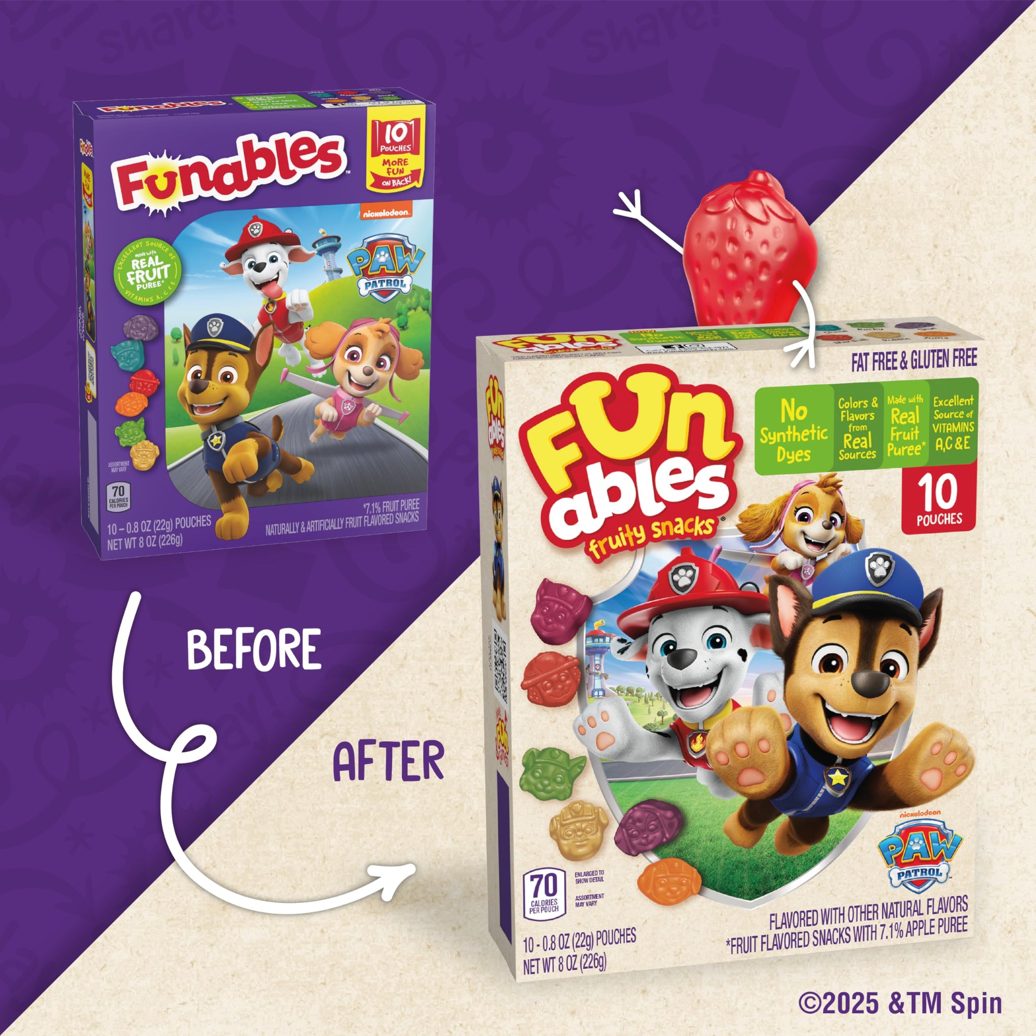 Funables Fruity Snacks, PAW Patrol, Assorted Fruit, Flavored Snacks, 0.8 oz 10 ct
