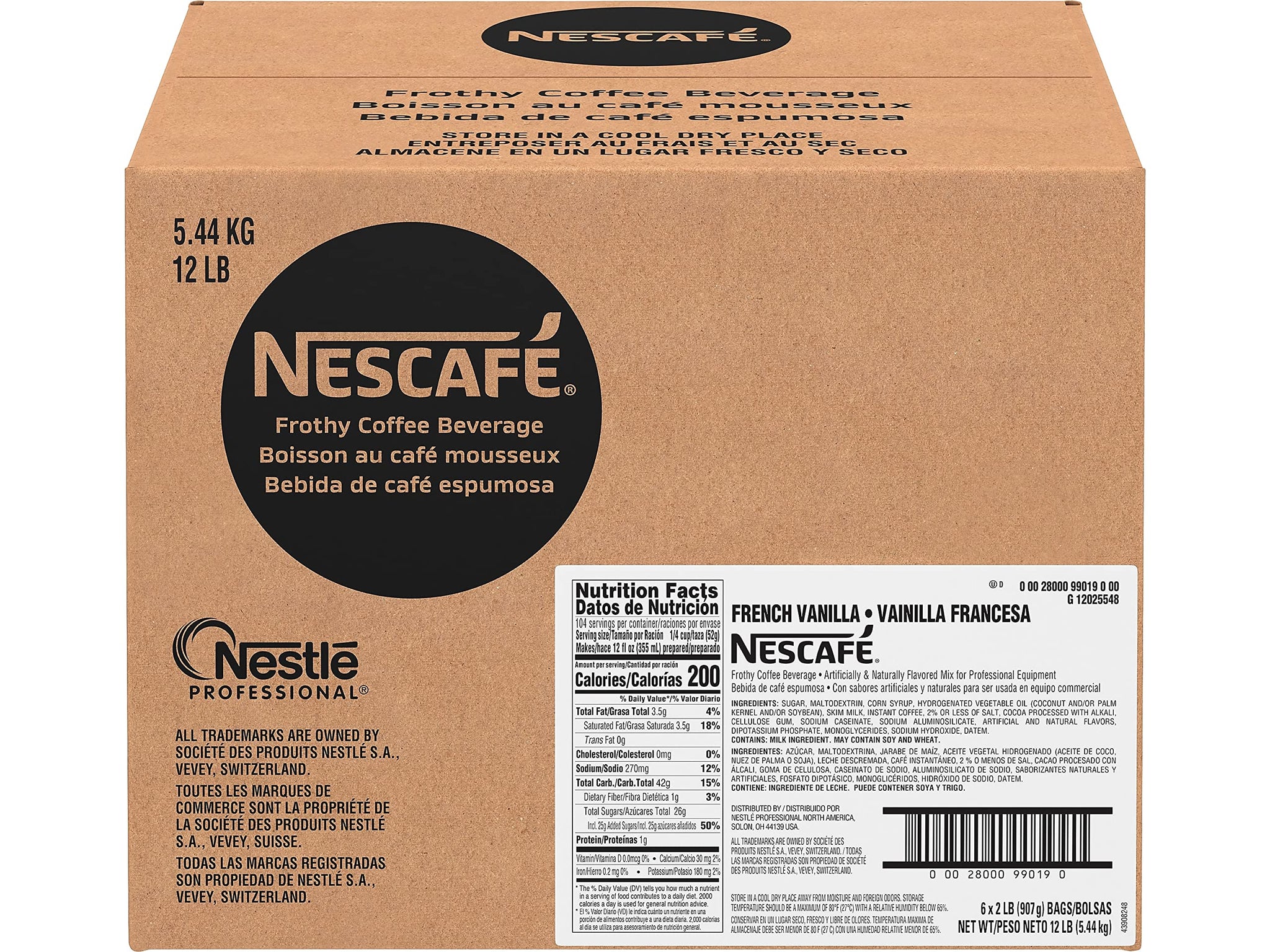 Nescafé Coffee, French Vanilla Cappuccino Mix, 32-Ounce Bags (Pack of 6)