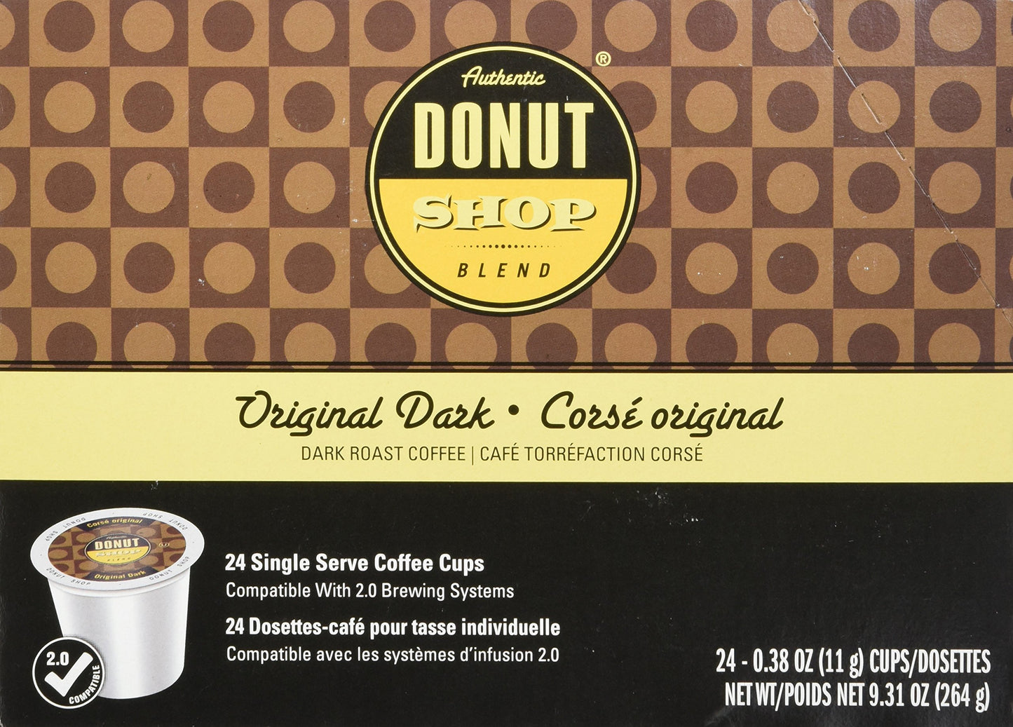 Authentic Donut Shop Blend Original Dark Single-cup Coffee for Keurig K-Cup Brewers, 24 Count