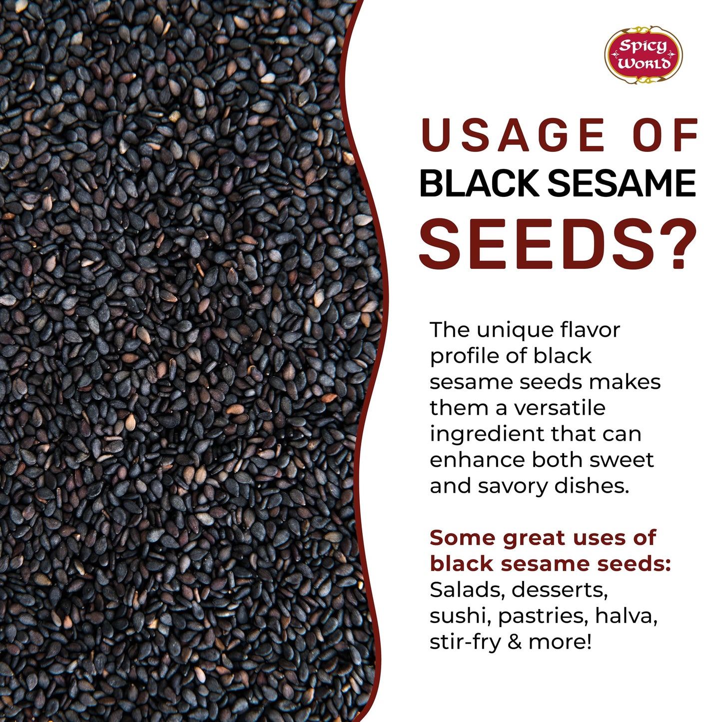 Black Sesame Seeds 7 LB Bulk Jar - All Natural, Pure, Non-GMO, Freshly Packed Sesame Seeds, Unhulled & Gluten Free by Spicy World