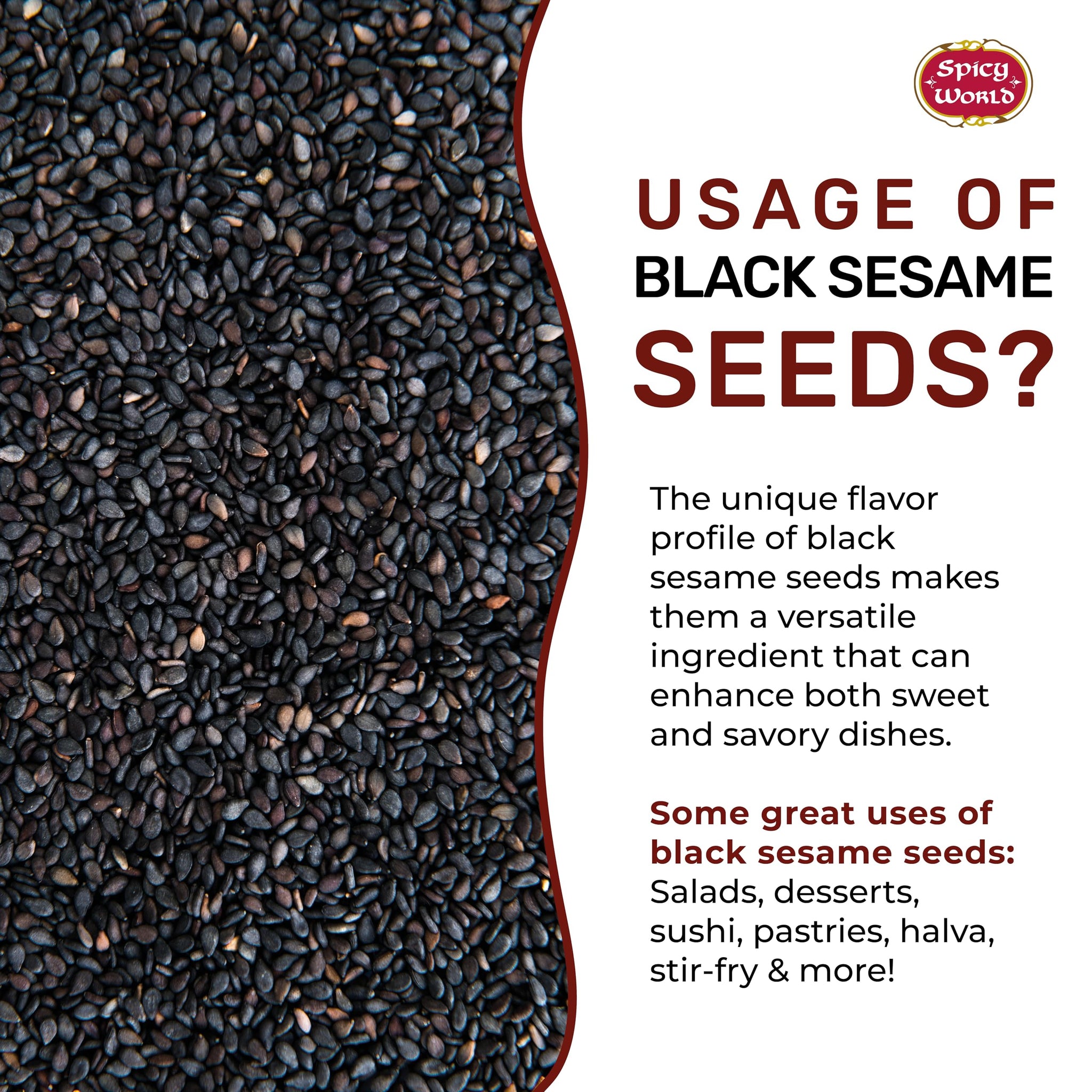 Black Sesame Seeds 7 LB Bulk Jar - All Natural, Pure, Non-GMO, Freshly Packed Sesame Seeds, Unhulled & Gluten Free by Spicy World