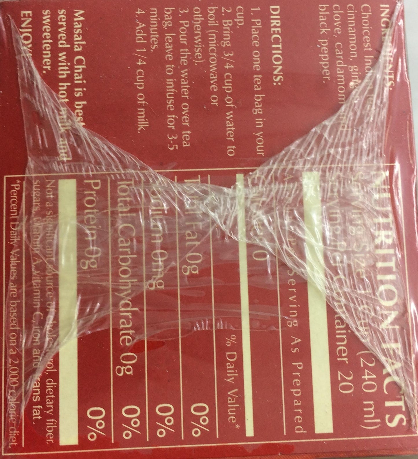 Wissotzky Tea Malasa Chai 20 Tea Bags 1.41 Oz. Pack Of 3.