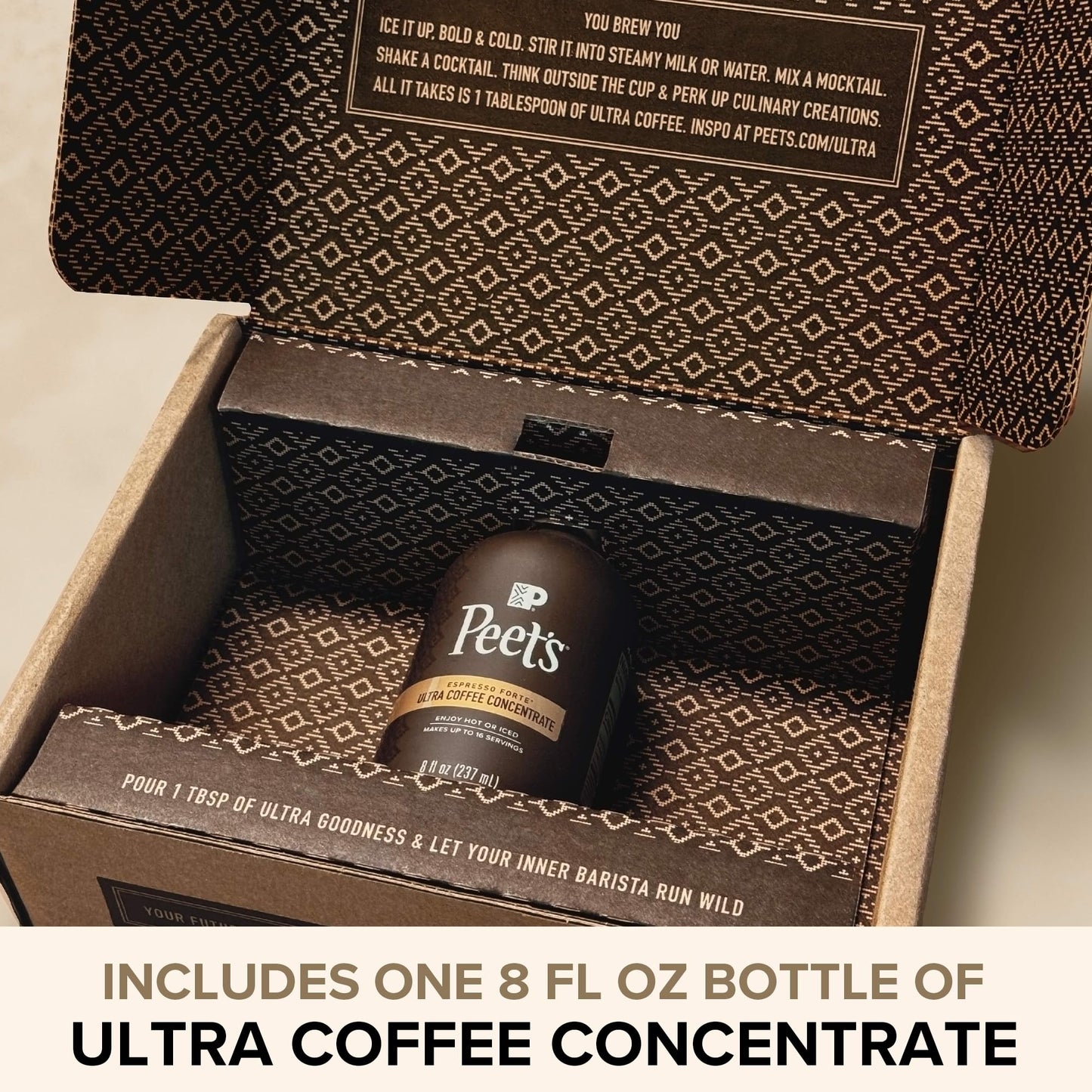 Peet's Coffee, Ultra Coffee Concentrate, Instant Hot, Cold Brew, or Iced Coffee, 100% Arabica Coffee - Espresso Forte, 8 Fluid Ounce Bottle (16