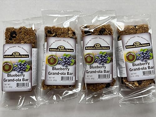 AmishTastes Homemade, Lightly Sweetened, Soft & Chewy Blueberry Granola Bars by Schlabach, 2.8 Oz. (Pack of 4)