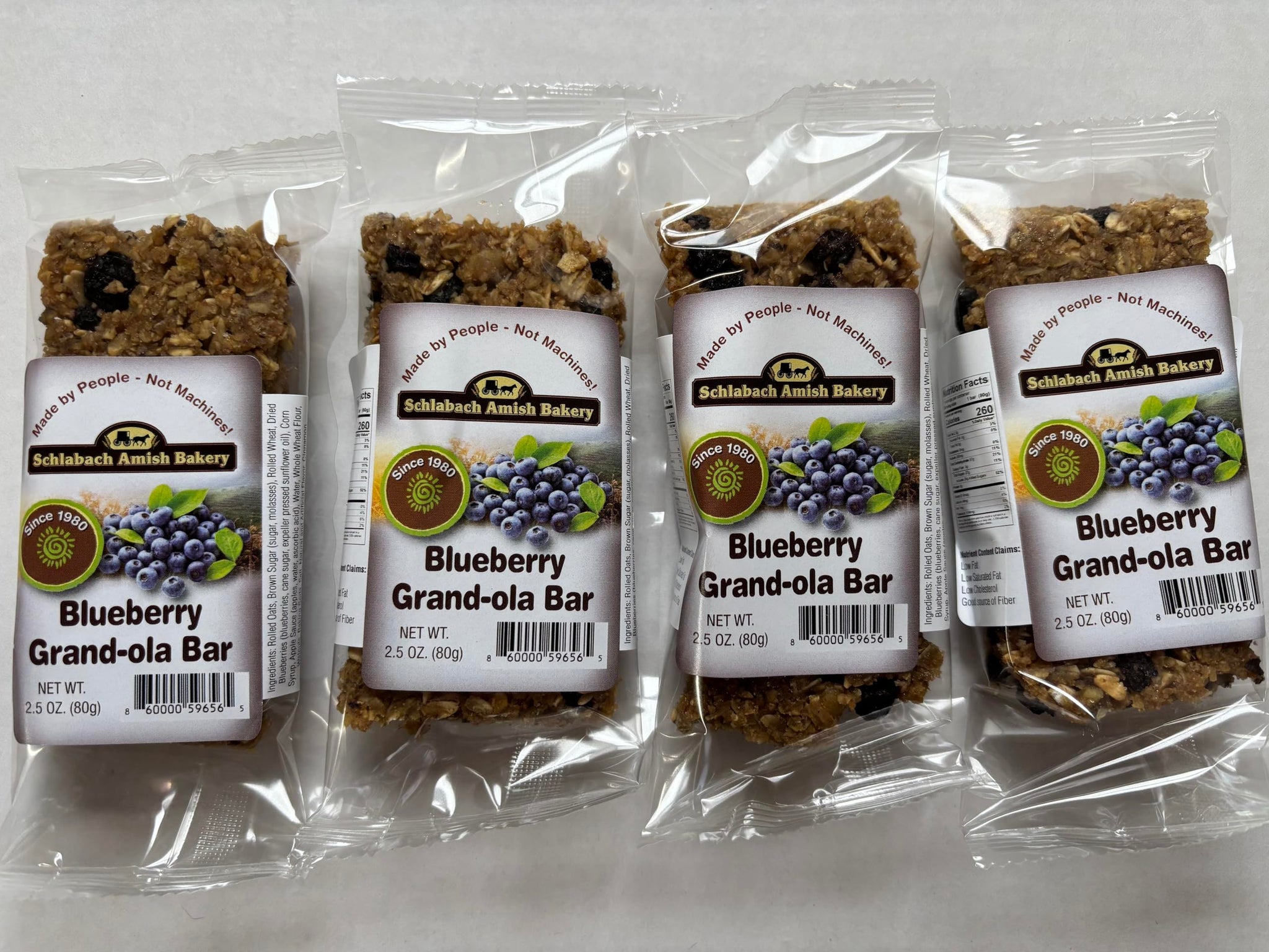 AmishTastes Homemade, Lightly Sweetened, Soft & Chewy Blueberry Granola Bars by Schlabach, 2.8 Oz. (Pack of 4)