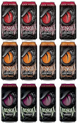 LUV-BOX Variety VENOM ENERGY DRINK pack , pack of 12 , 16 fl oz ,BLACK MAMBA ENERGY DRINK , DEATH ADDER ENERGY DRINK , BLACK CHERRY KIWI ENERGY DRINK