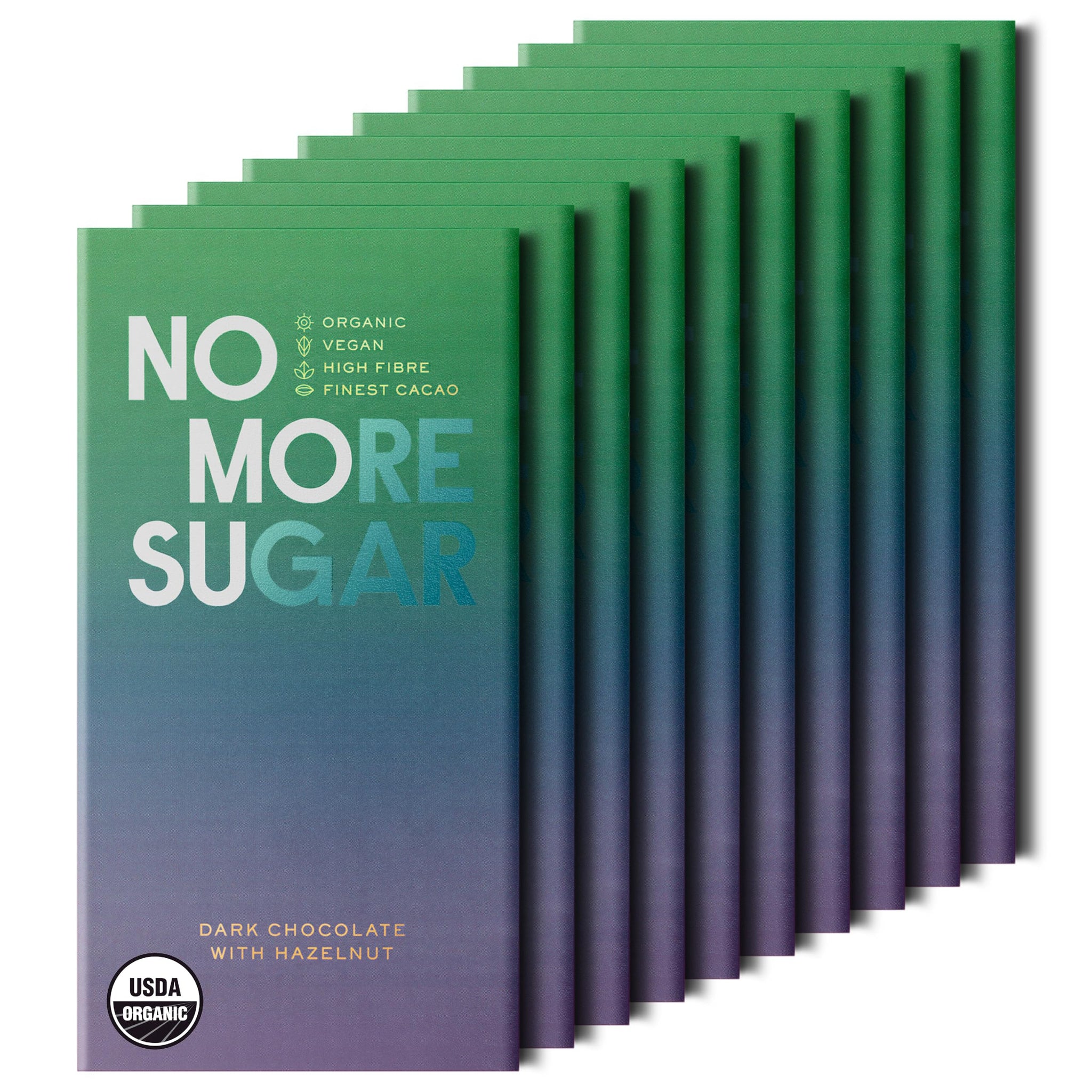 NOMOSU | Organic 72% Dark Chocolate with Hazelnut | 65g | 10 Pack | Sugar Free | USDA Organic | Vegan | Keto & Low Carb Friendly | Bold Cacao