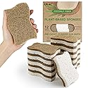 LILAC 12 Pack Natural Cellulose Sponges for Dishes - Non-Scratch Kitchen Scrub Sponges - 100% Biodegradable & Eco-Friendly Cleaning Sponges