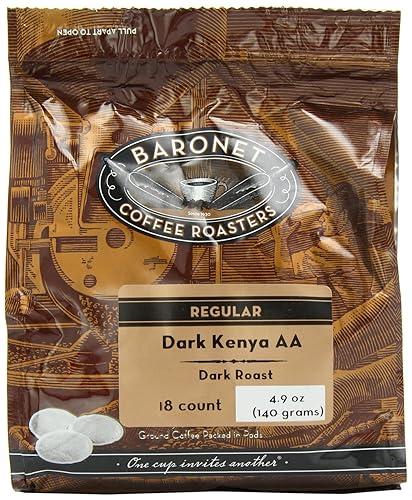Baronet Coffee Dark Kenya AA Dark Roast (140 g), 18-Count Coffee Pods