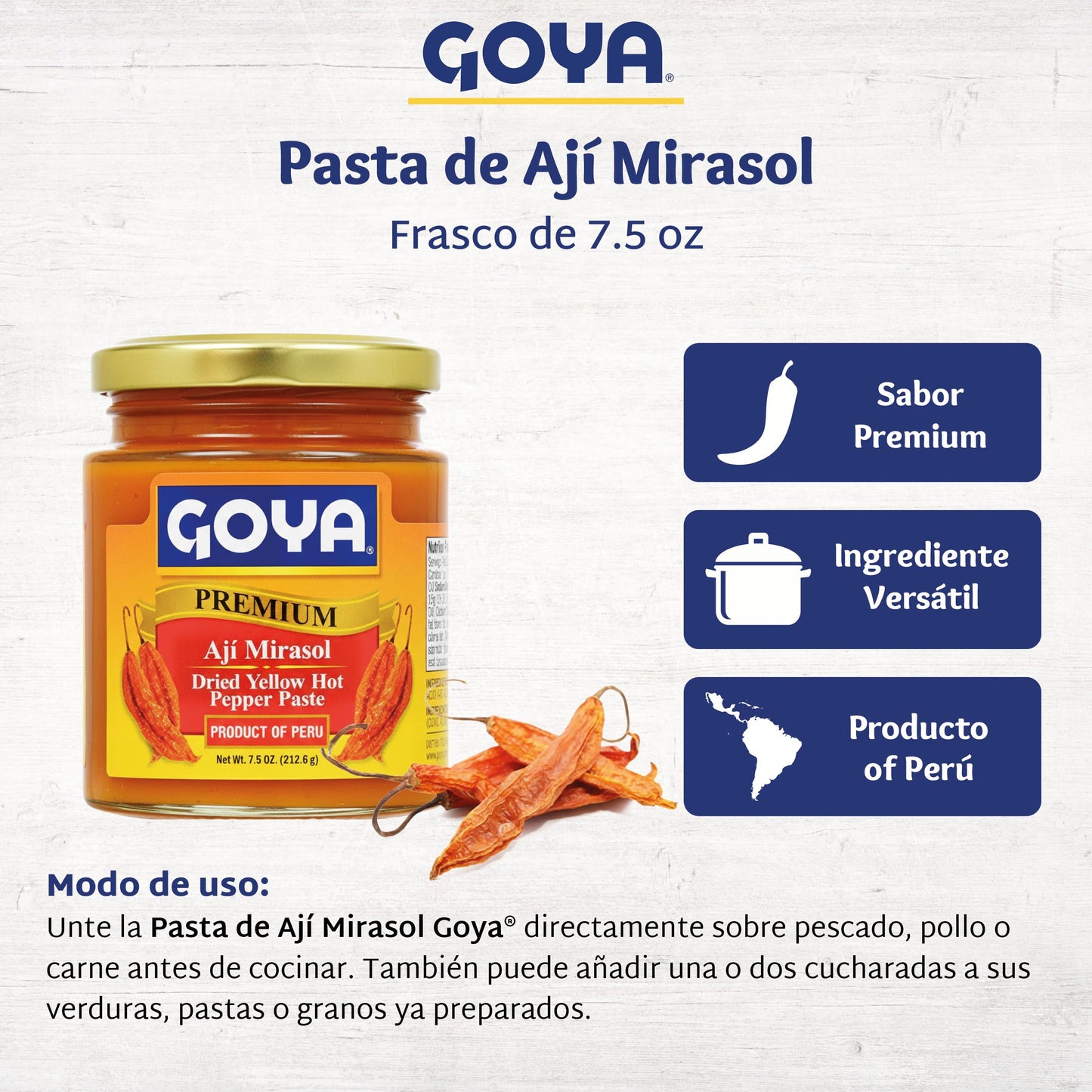 Goya Ají Mirasol Paste, Mild Medium Chili Paste for Sauces, Yellow, 7.5 oz