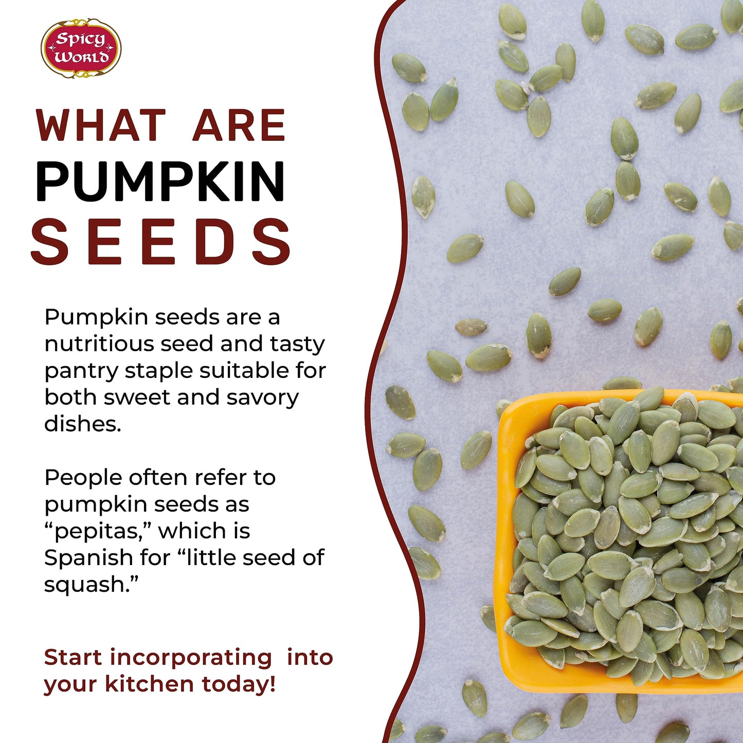 Raw Pumpkin Seeds 5 LB Jumbo Bag - Shelled, AAA Grade, Unsalted, Dry, Vegan, Bulk Bag by Spicy World