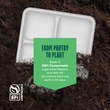 [Case - 500-Pack] 100% Compostable Paper Plates with 5 Compartments Disposable - School Lunch Tray Natural White - Heavy Duty Quality Disposable Tray