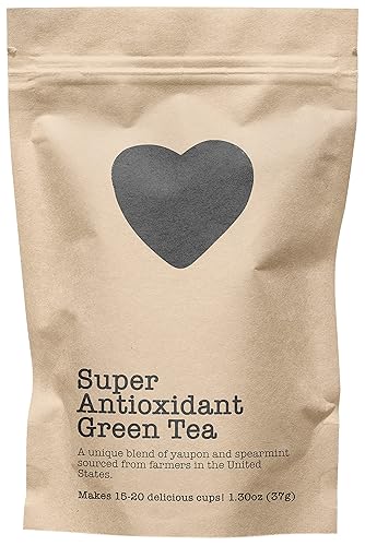 Super Antioxidant Green Tea, 15-20 Servings, Eco-Conscious Zip Pouch, Contains Caffeine, Pure Loose Leaf Tea Grown in America, 1.30 Ounce (Small)
