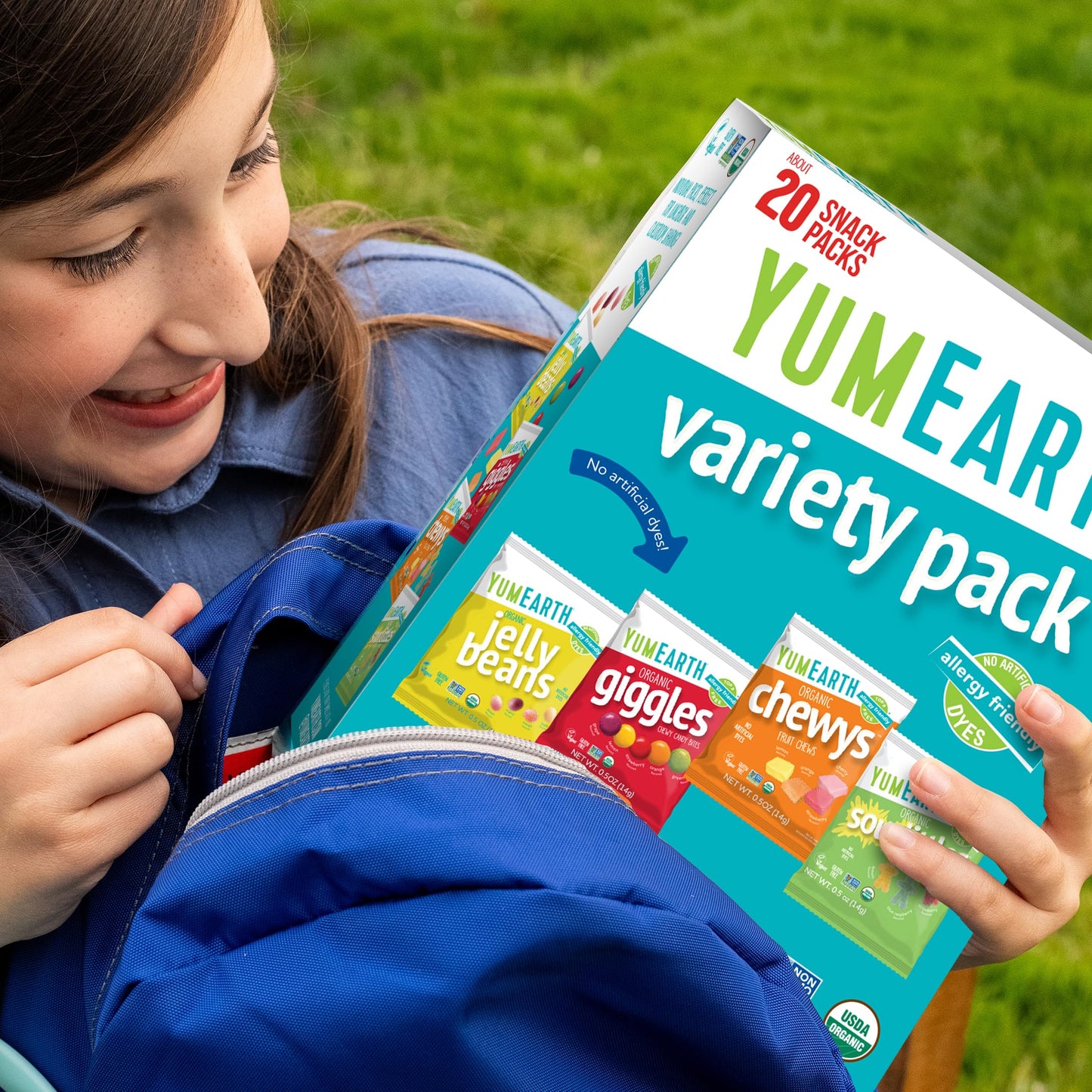 YumEarth Organic Variety Box - Jelly Beans, Giggles, Chewys, Sour Littles - Allergy Friendly (Top 9 Free), No Artificial Dyes, Non GMO, Gluten Free