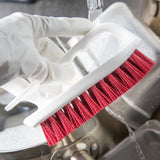 SPARTA 4002405 Ergonomic Iron-Shaped Handle Scrub Brush, 6", Red
