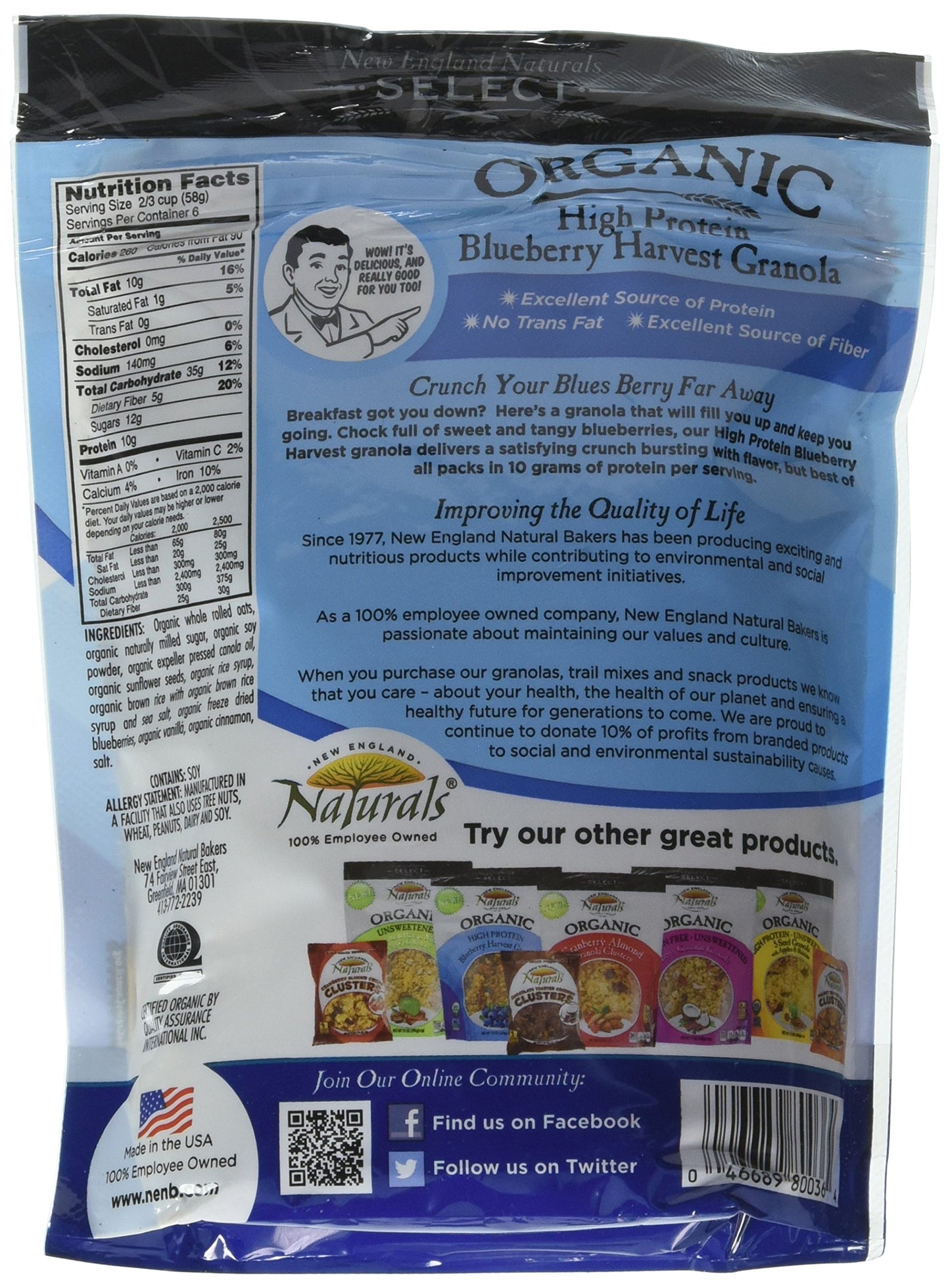 New England Natural Granola High protein Blueberry, 12 oz