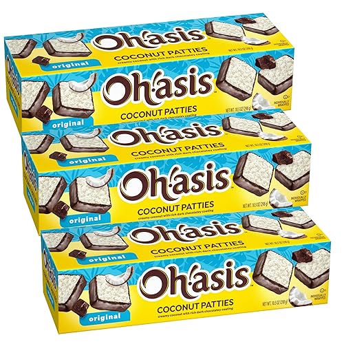 Coconut Patties Original - 3 Pack | Dark Chocolate Covered Creamy Coconut Squares - Individually Wrapped Tropical Candy Snack - Florida Style Gourmet