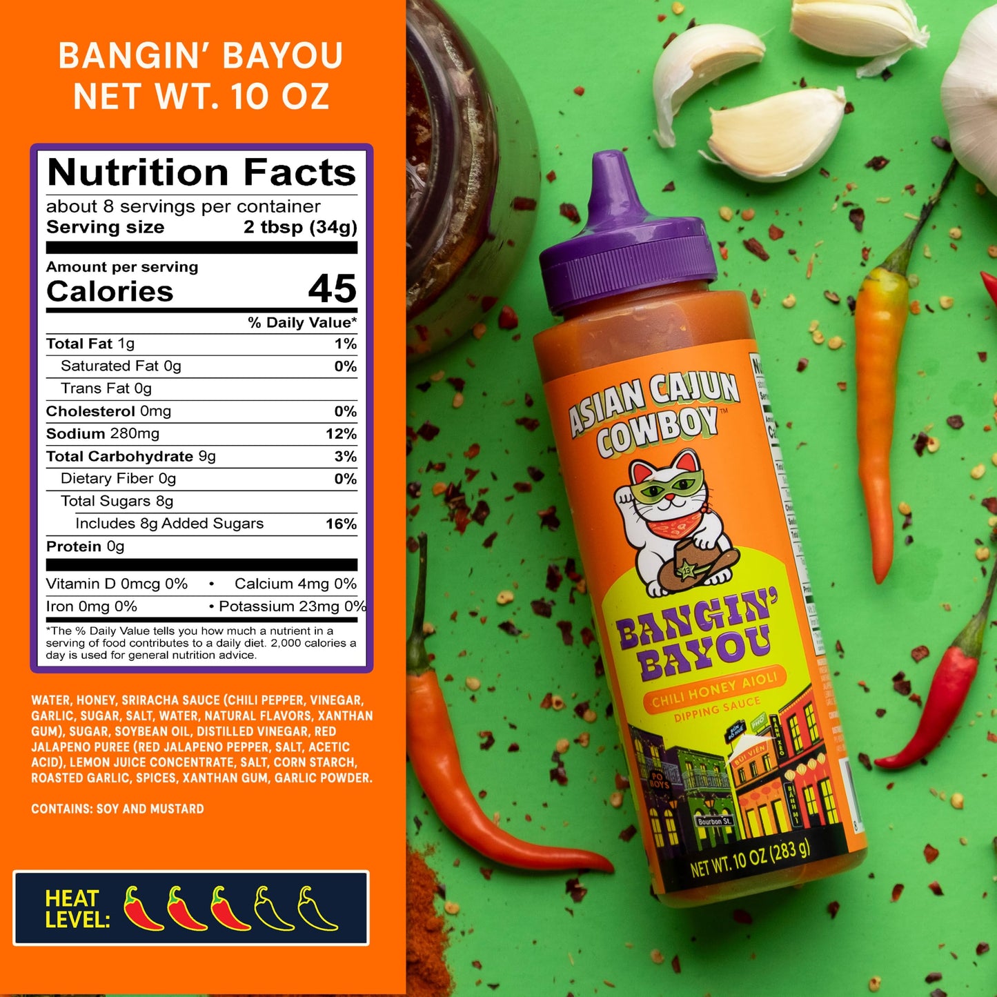 Asian Cajun Cowboy Bangin’ Bayou Dipping Sauce for Meat, Snacks & Dips - 2 Pack