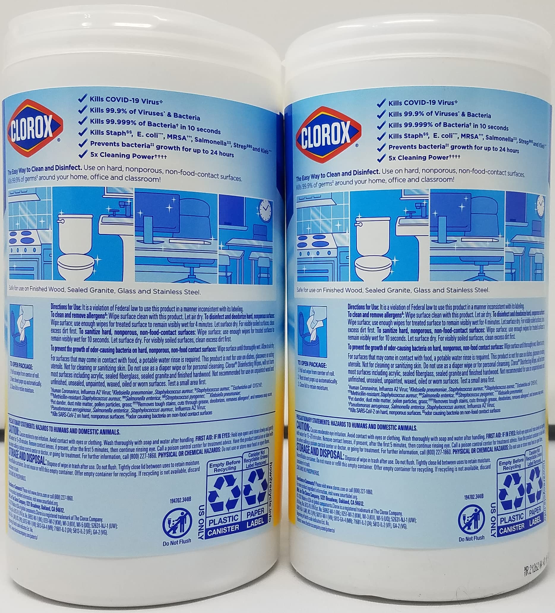 Clorox Disinfecting Wipes Crisp Lemon Scent 85ct Pack of 2 170 Count Total