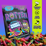 Rotten Original Gummy Worms - Low Sugar, Low Calorie, 7g Gut-Friendly Prebiotic Fiber and 3g Protein, Gluten Free Candy - 1.8 oz - 8-Pack