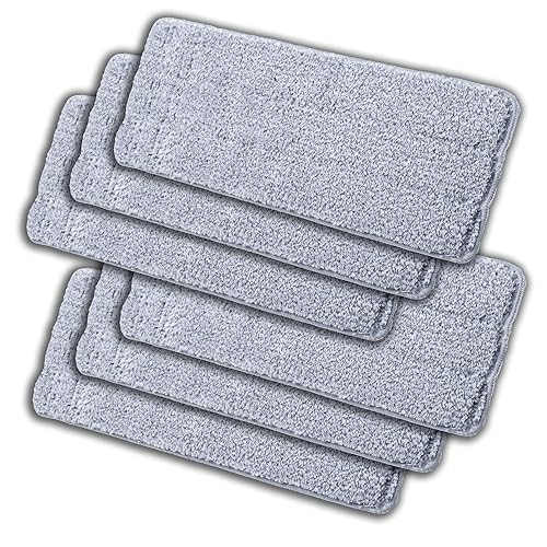 CleanZoom Microfiber Mop Heads Replacements, Reusable Mop Pads (6 Pack) - Compatible with Swiffer Wet Jet Mop