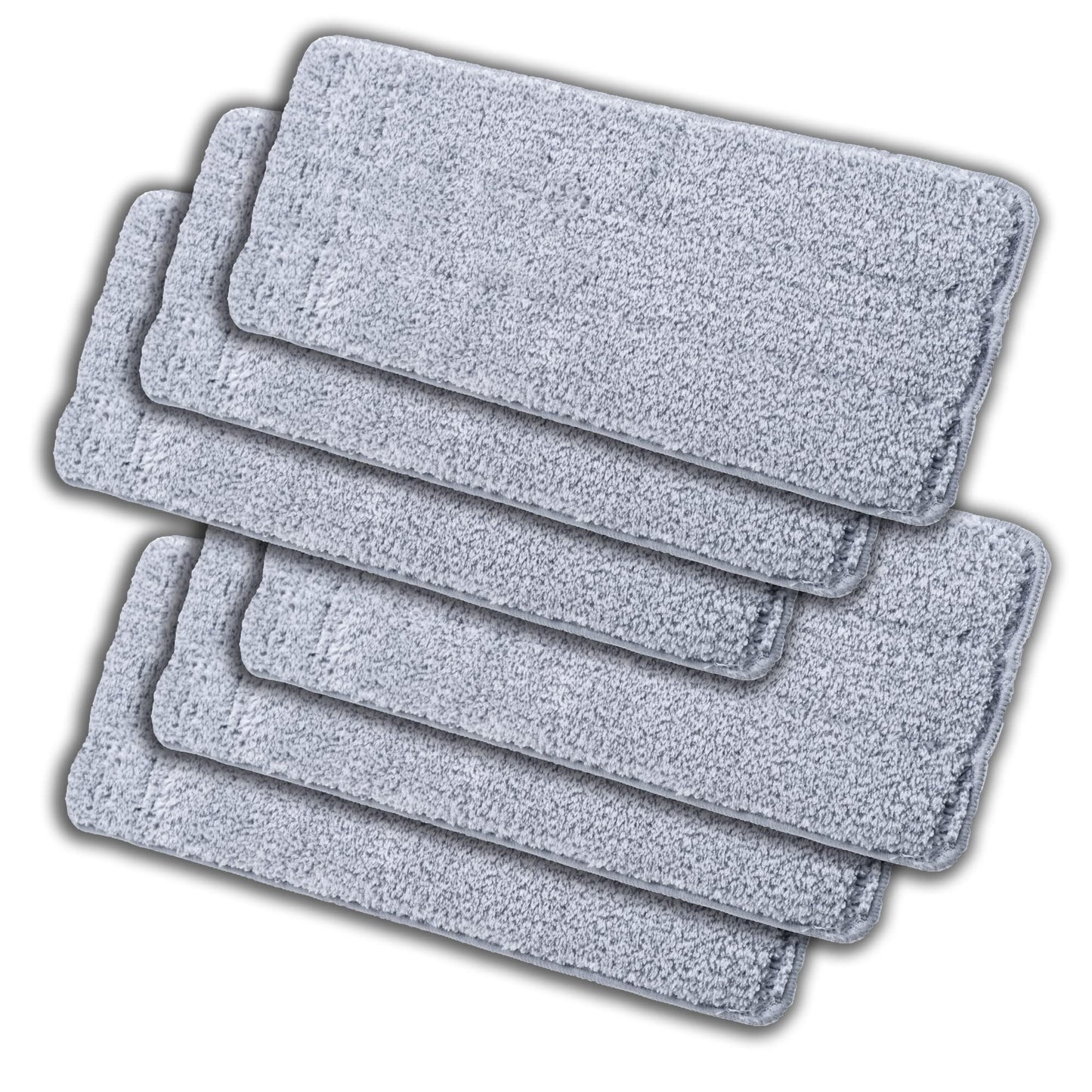 CleanZoom Microfiber Mop Heads Replacements, Reusable Mop Pads (6 Pack) - Compatible with Swiffer Wet Jet Mop