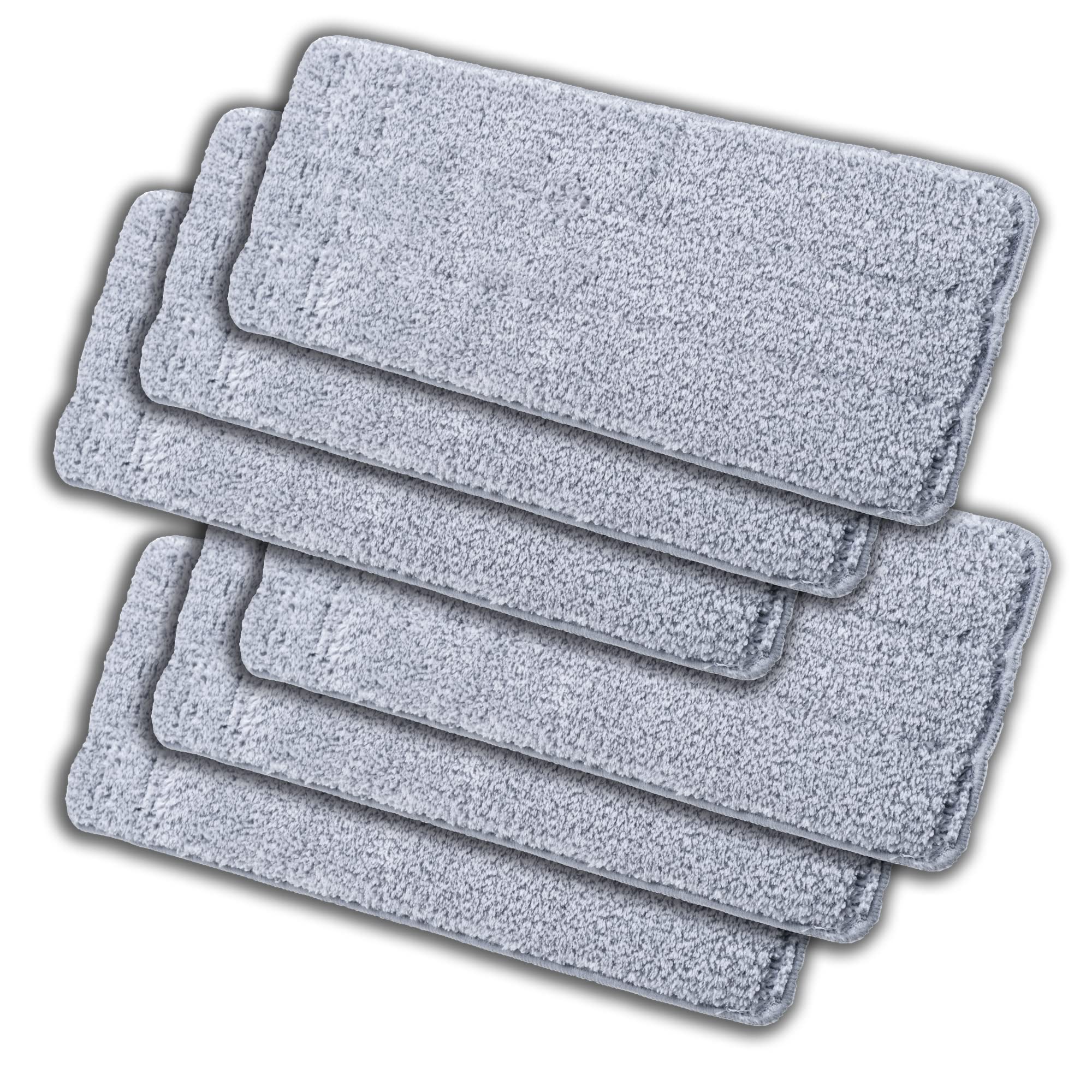 CleanZoom Microfiber Mop Heads Replacements, Reusable Mop Pads (6 Pack) - Compatible with Swiffer Wet Jet Mop