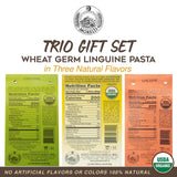 Morelli Organic Gourmet Pasta Italian Gift Basket from Italy, Tricolor Linguine Set, Red Chili, Garlic & Basil, and Lemon Flavors - 8.8 oz (Pack of 3)