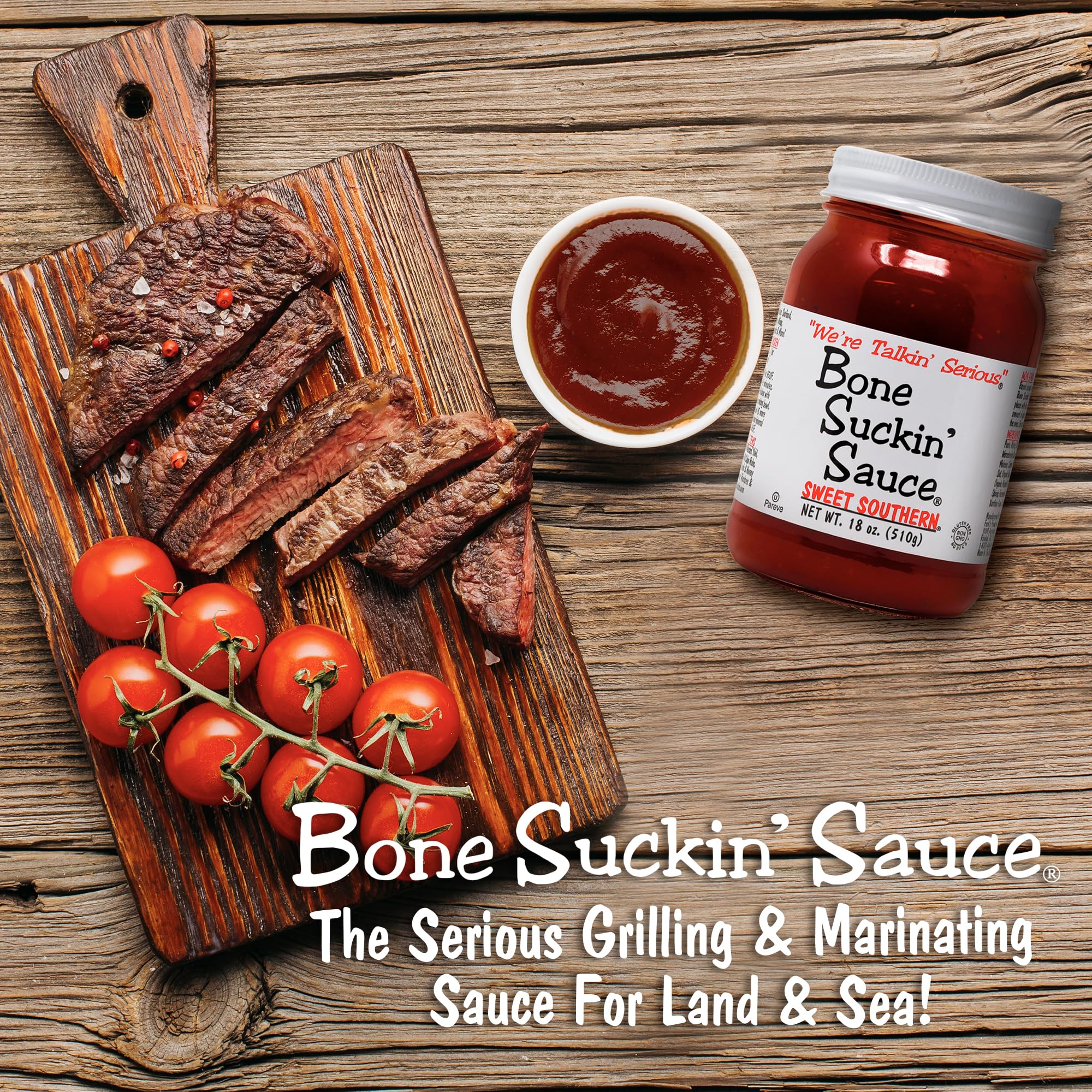 Bone Suckin' Sauce Sweet Southern BBQ Sauce - 18 oz in Glass Bottle, All-Purpose Barbecue Sauce, For Ribs, Chicken, Pork, Beef, Gluten-Free, Non-GMO