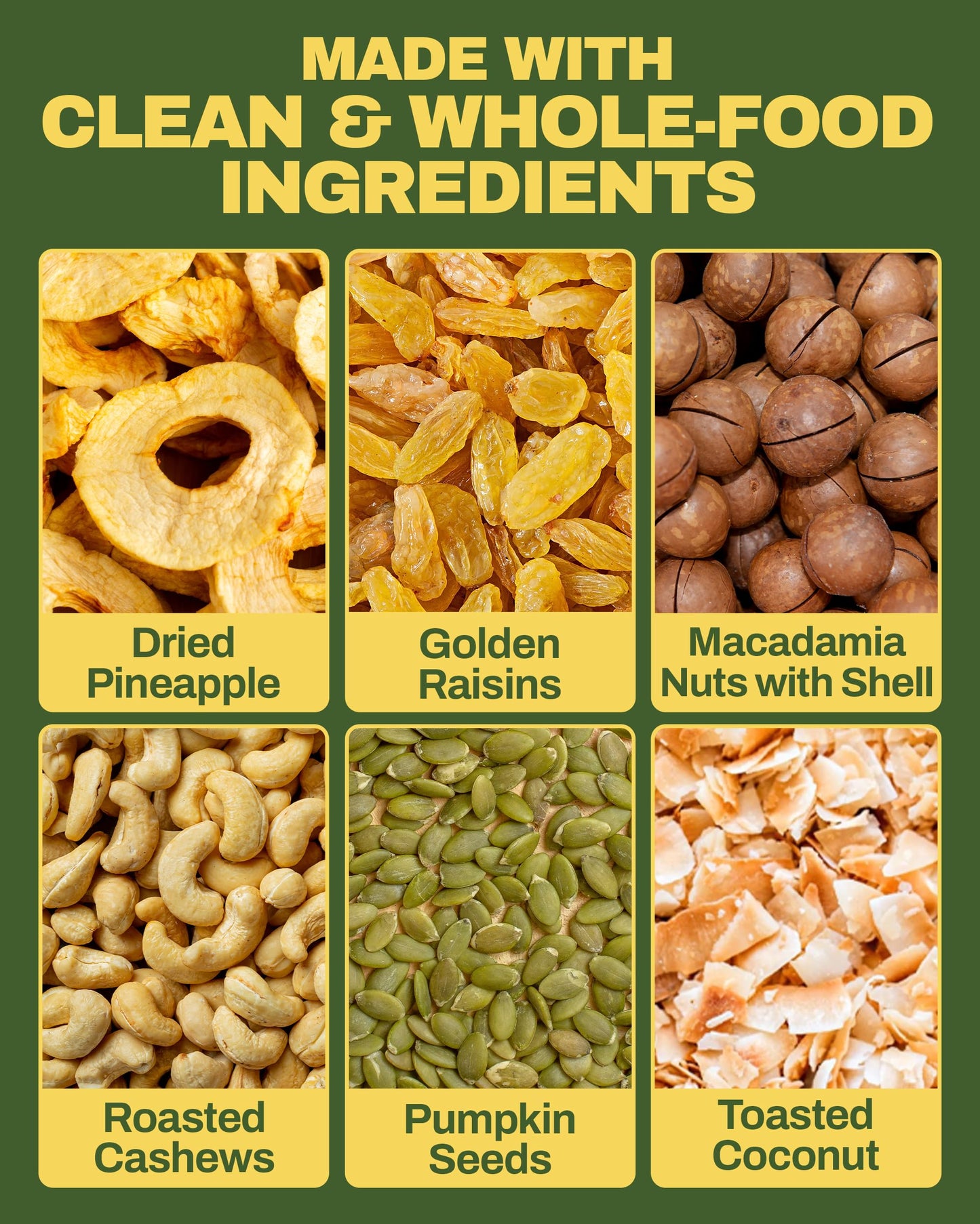 SteadyCrunch Island Power Trail Mix - Gluten Free & Vegan Travel Snacks - Mixed Nuts, Dried Fruit Healthy Snacks for Adults & Kids - Cashew, Macadamia