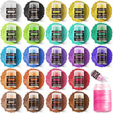 Aheroi Edible Glitter, 24 Colors Luster Dust Edible, Cocktail Glitter Luster Dust Sprinkles Drink Glitter Set, Shimmering Glitters Powder for Fondant