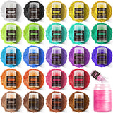 Aheroi Edible Glitter, 24 Colors Luster Dust Edible, Cocktail Glitter Luster Dust Sprinkles Drink Glitter Set, Shimmering Glitters Powder for Fondant