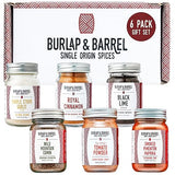 Burlap & Barrel 6-Pack Spice Gift Set - 6 Full-Size Jars of Favorite Spices for the Curious Cook - Includes Cinnamon, Garlic & More Seasonings - As